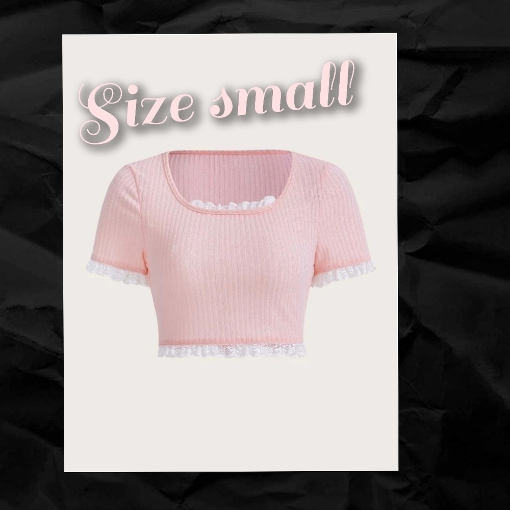RIBBED lace short sleeve top